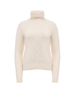 Saint Laurent cream white roll turtle neck mohair sweater