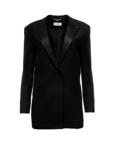 Saint Laurent satin lapels single-breasted tuxedo blazer jacket